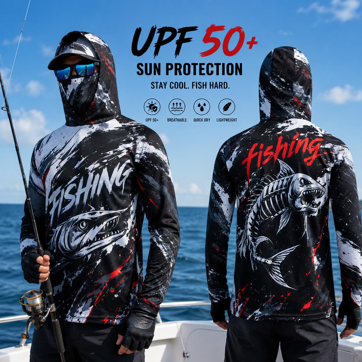 قميص صيد خفيف الوزن وقابل للتن - مراجعة Fishing Mask Sun Protection وسعره